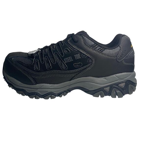 New Sketchers Mens Cankton Steel Toe Black Construction Shoe Memory Foam 9.5 - Picture 1 of 14